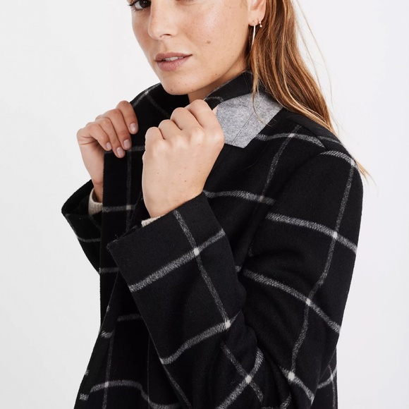 Madewell Hollis Double-Breasted Coat in Windowpane Sz M - Picture 4 of 8